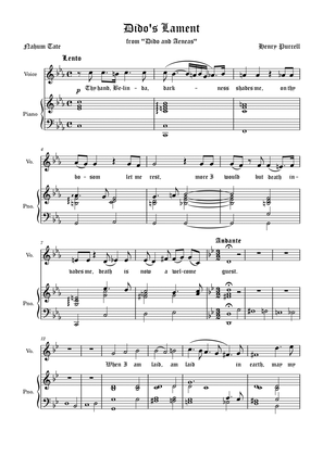 Dido`s Lament G-minor (Original key) Modified arrangement