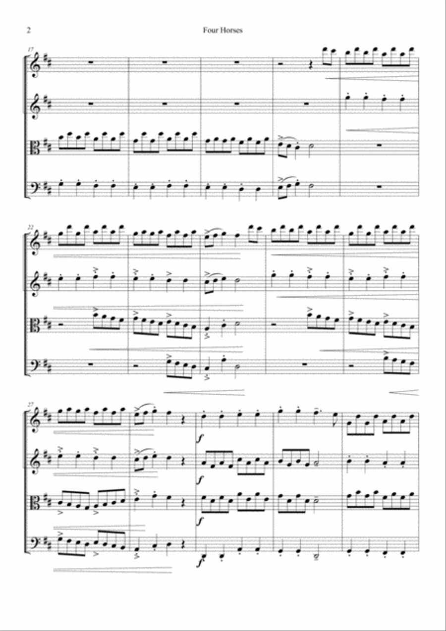 Four Horses (Tea At The Savoy) String Quartet scores gallery preview page 2