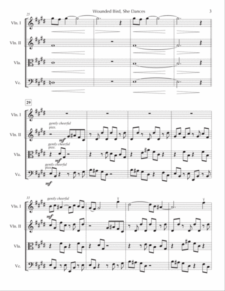 Wounded Bird, She Dances String Quartet scores gallery preview page 4