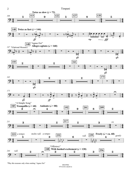 Suite from Mass (arr. Michael Sweeney) - Timpani