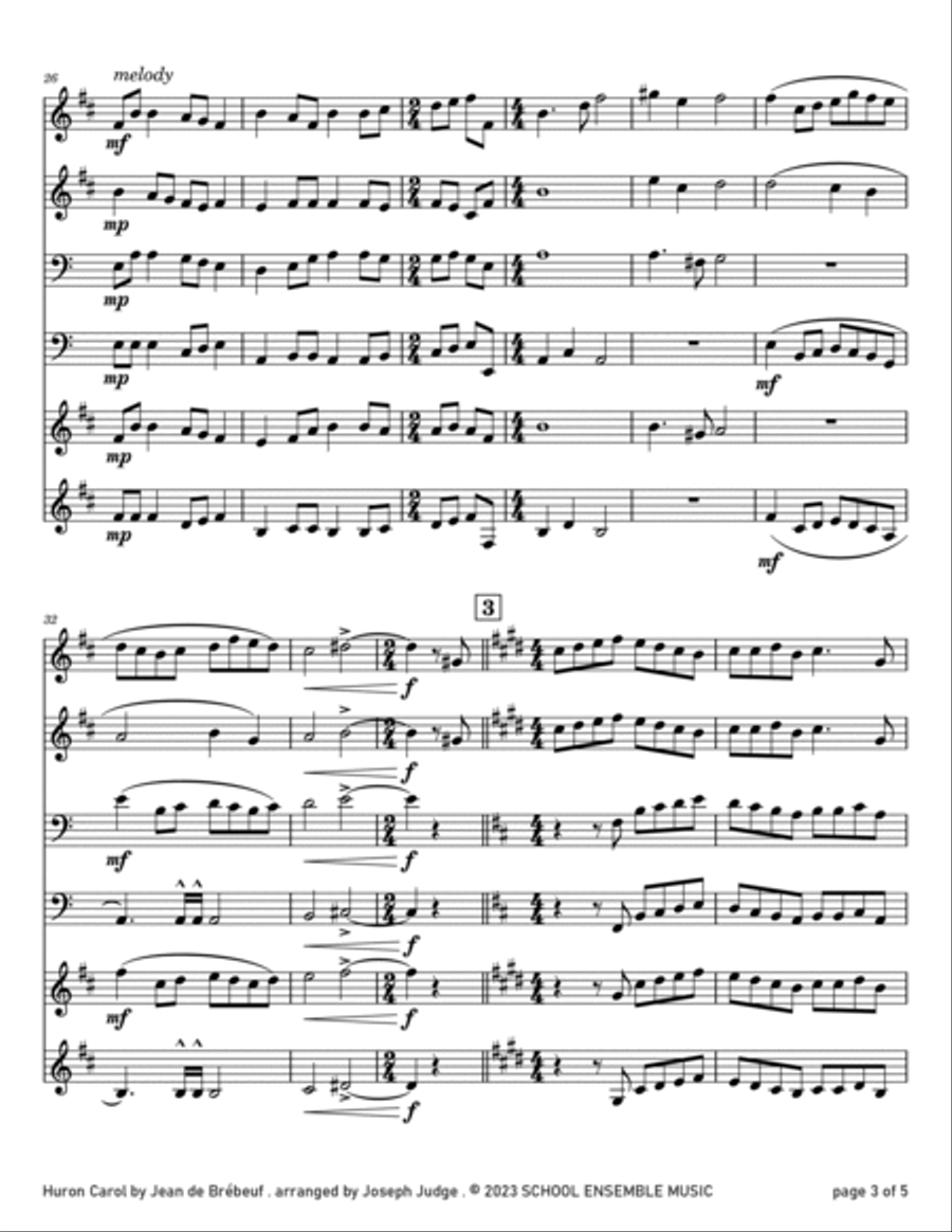 Huron Carol for Brass Quartet in Schools Brass Quartet scores gallery preview page 3