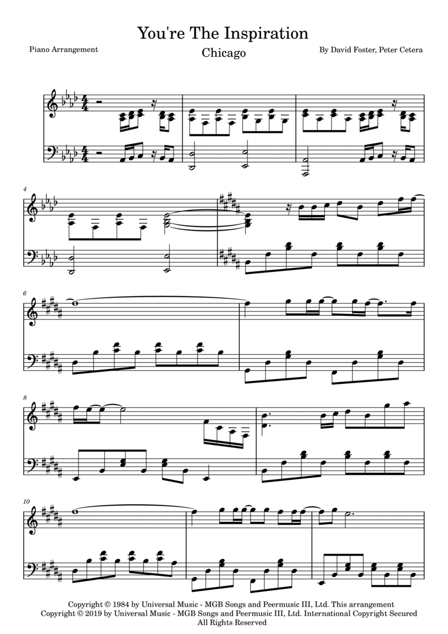 You're The Inspiration Piano Solo scores gallery preview page 1