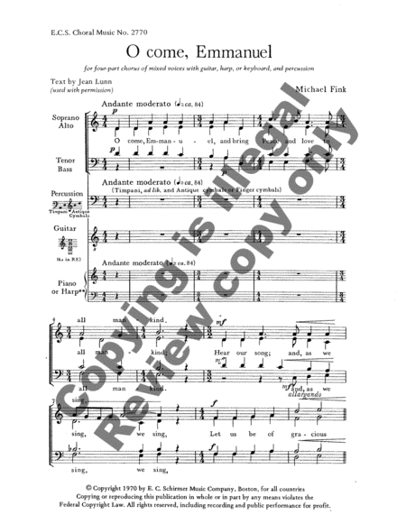 O Come, Emmanuel (Choral Score)