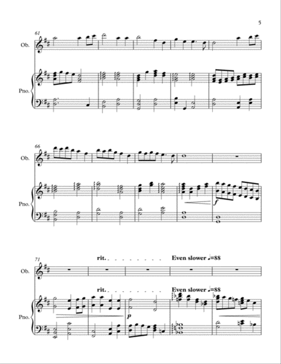 A Medley of Favourite Hymns (oboe and piano) Piano scores gallery preview page 5