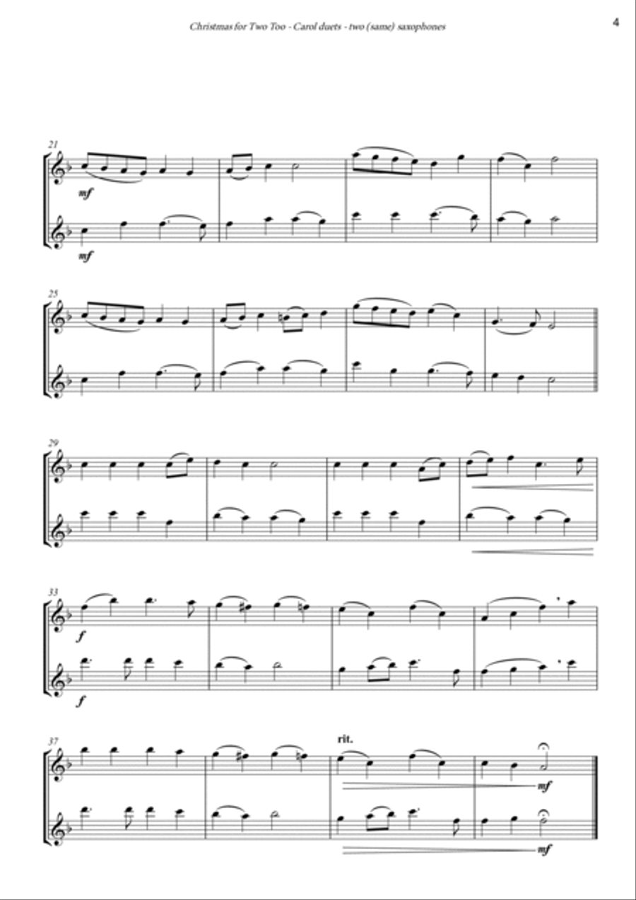 Christmas for Two Too! - 7 easy Christmas duets for two same saxophones (S/S, A/A, T/T, B/B) Woodwind Duet scores gallery preview page 5