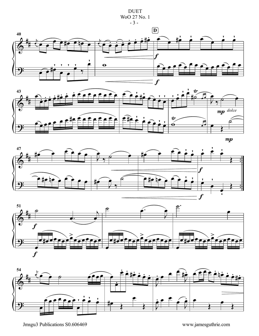 Beethoven: Three Duets WoO 27 for Tenor Sax & Cello Tenor Saxophone scores gallery preview page 3