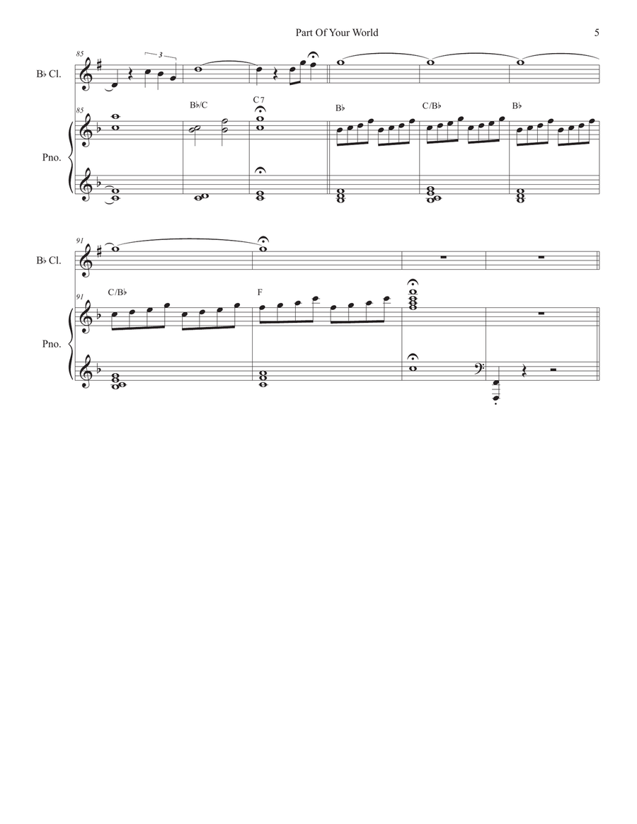 Part Of Your World Clarinet Solo scores gallery preview page 5