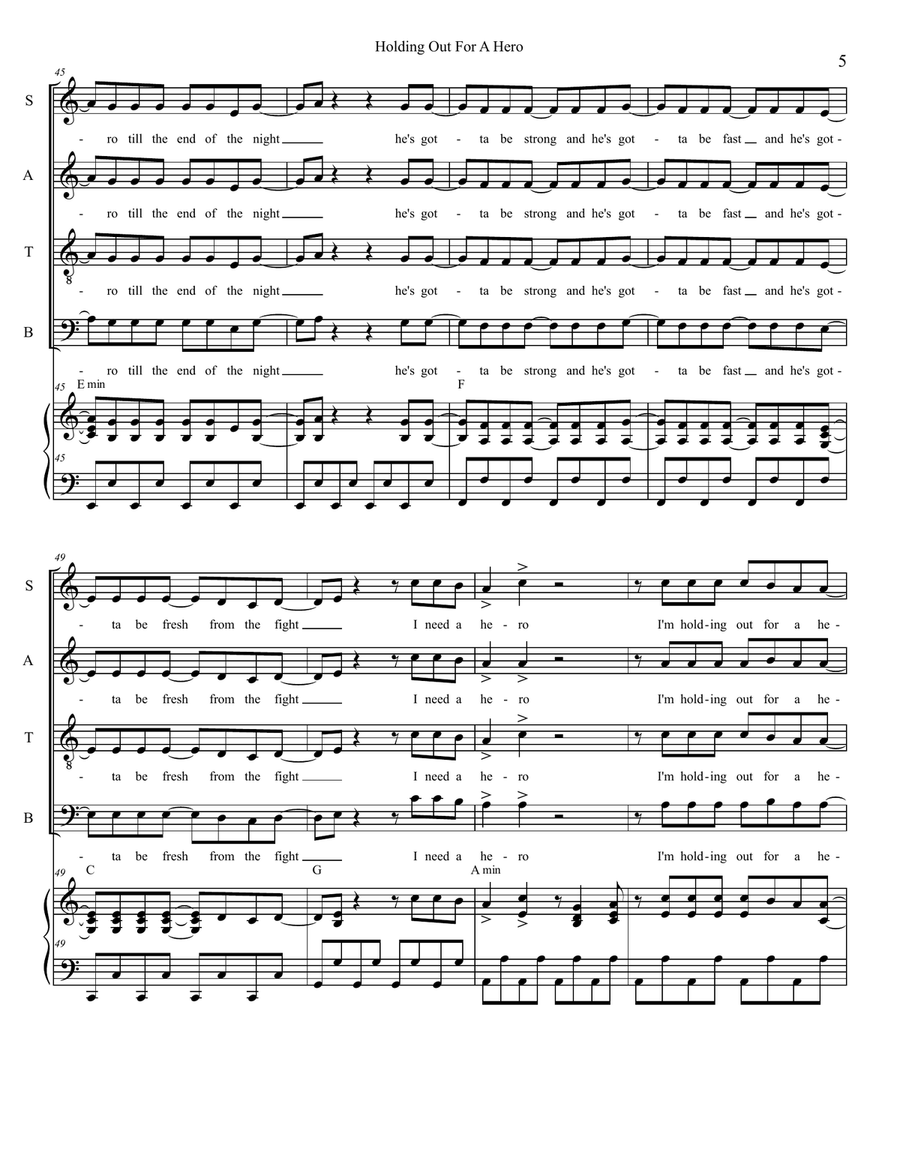 Holding Out For A Hero 4-Part scores gallery preview page 5