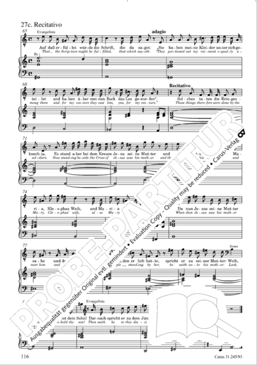 St. John Passion (Johannes-Passion) 4-Part scores gallery preview page 117