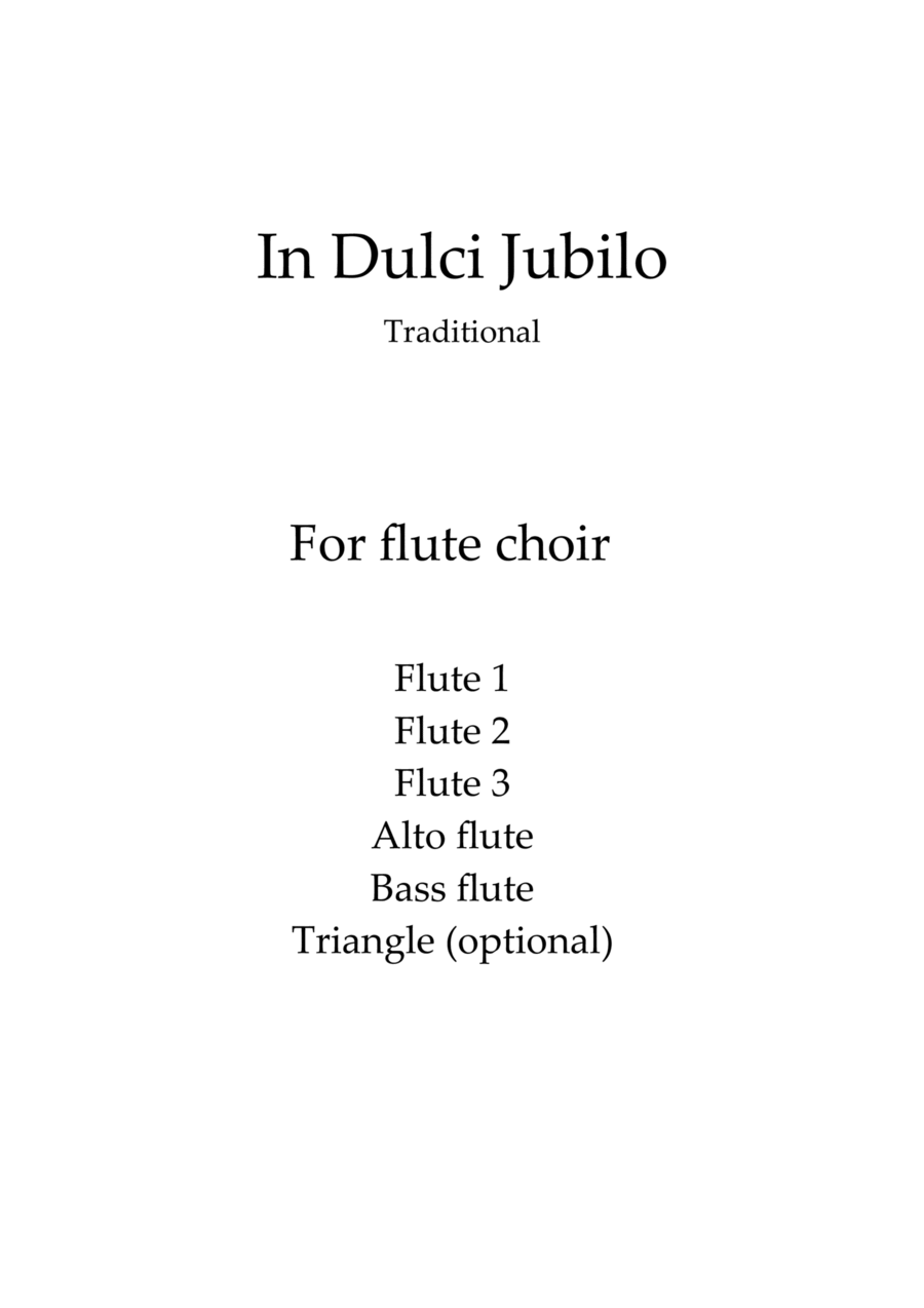 In Dulce Jubilo (Mike Oldfield style) for flute choir + optional percussion Flute Choir scores gallery preview page 1