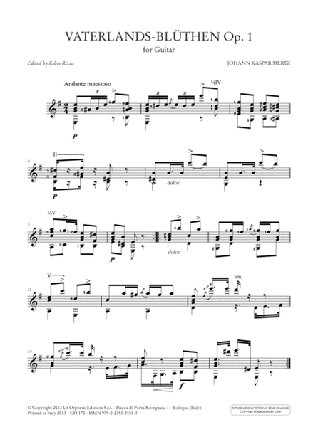Vaterlands-Blüthen Op. 1 for Guitar
