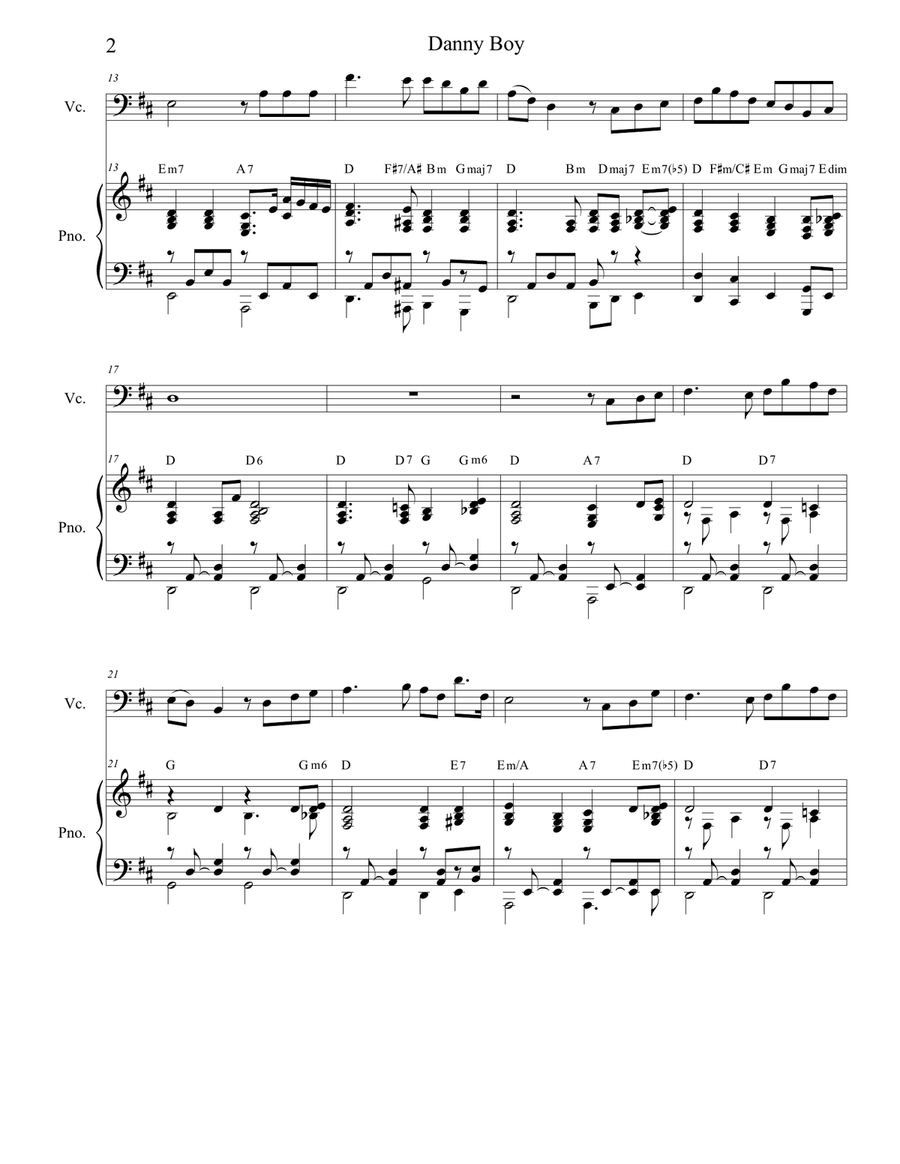 Danny Boy (for Cello Solo and Piano) Danny Boy (for Cello Solo and Piano) Piano scores gallery preview page 2
