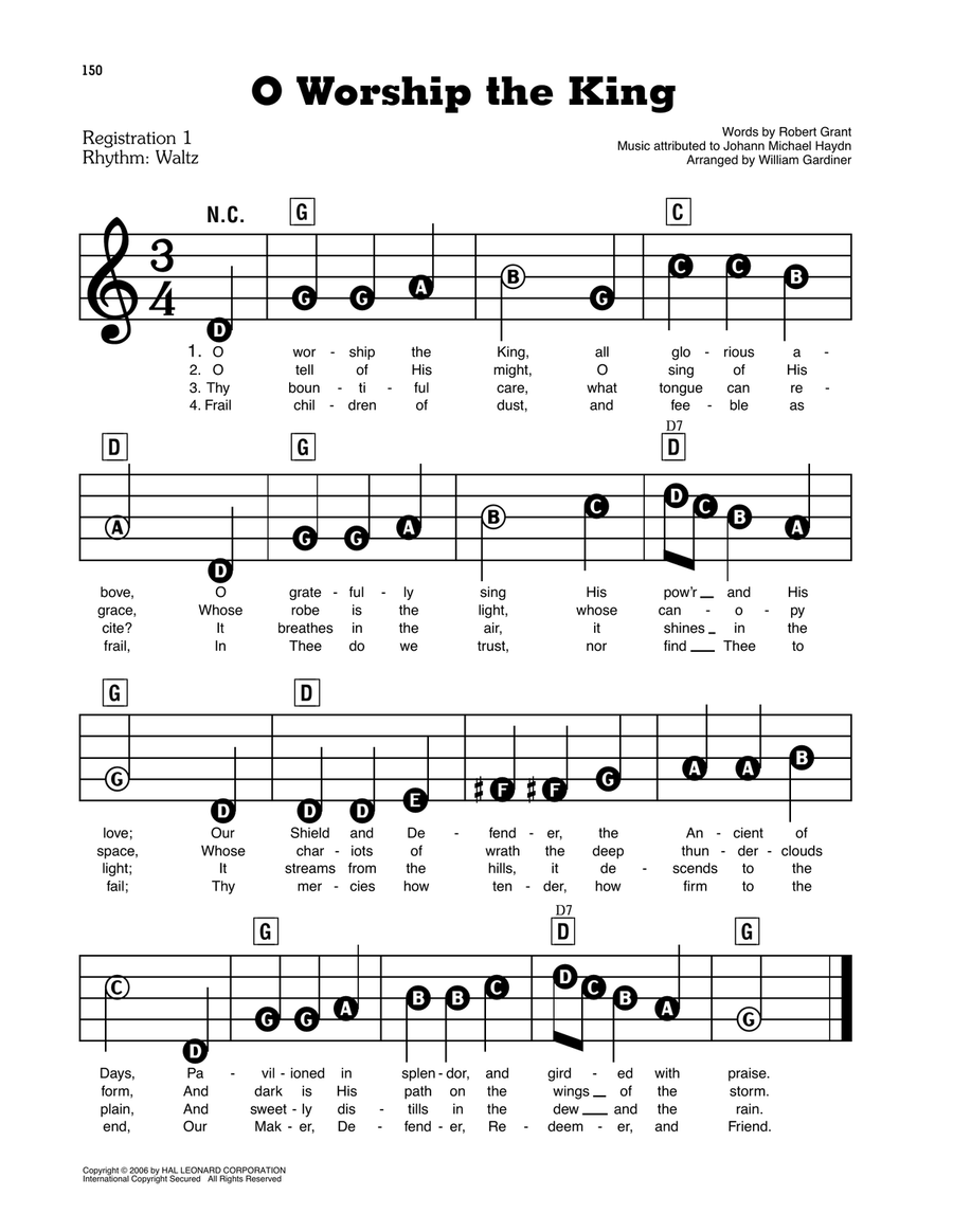 O Worship The King Electronic Keyboard scores gallery preview page 1