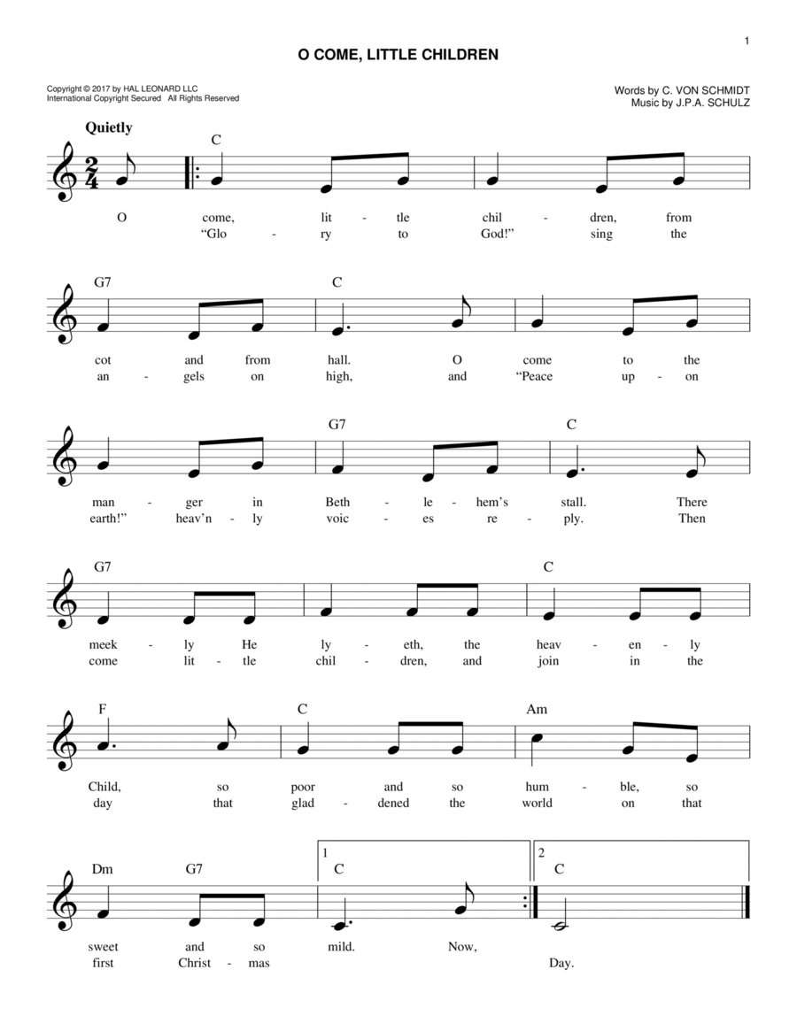 O Come, Little Children O Come, Little Children Piano scores gallery preview page 1