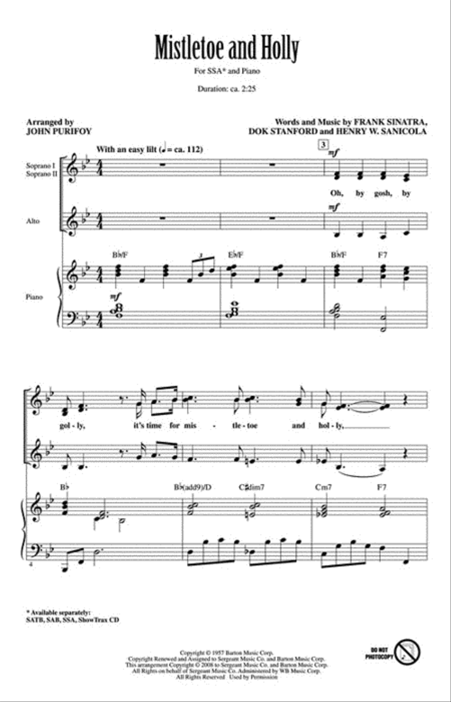 Mistletoe and Holly SSA scores gallery preview page 2