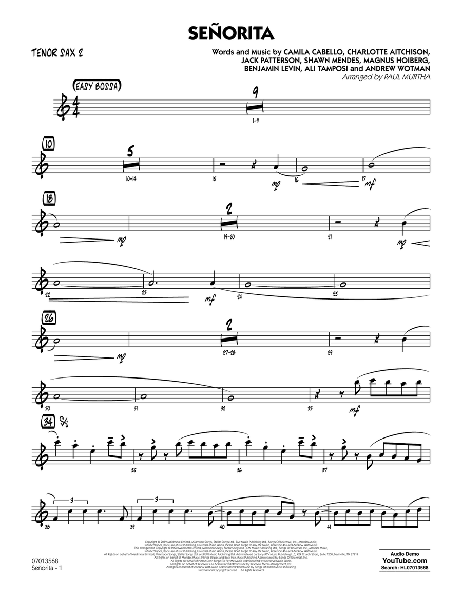 Senorita (arr. Paul Murtha) - Tenor Sax 2