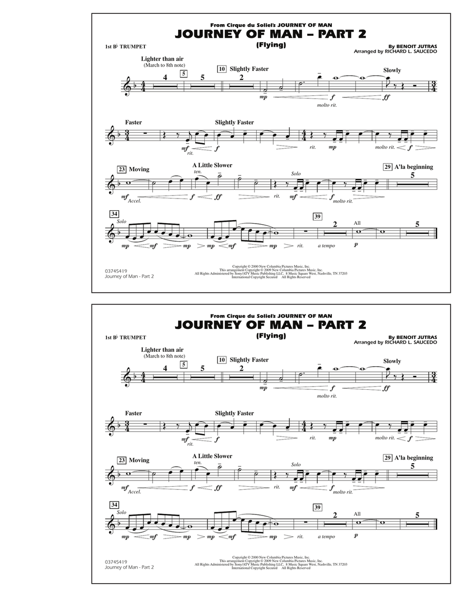 Journey of Man - Part 2 (Flying) - 1st Bb Trumpet Marching Band scores gallery preview page 1