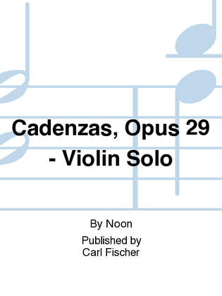 Book cover for Cadenzas,Op. 29