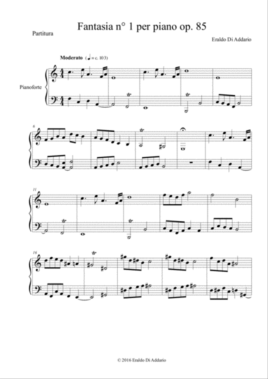 Fantasia n° 1 per piano op. 85 Piano Solo scores gallery preview page 1