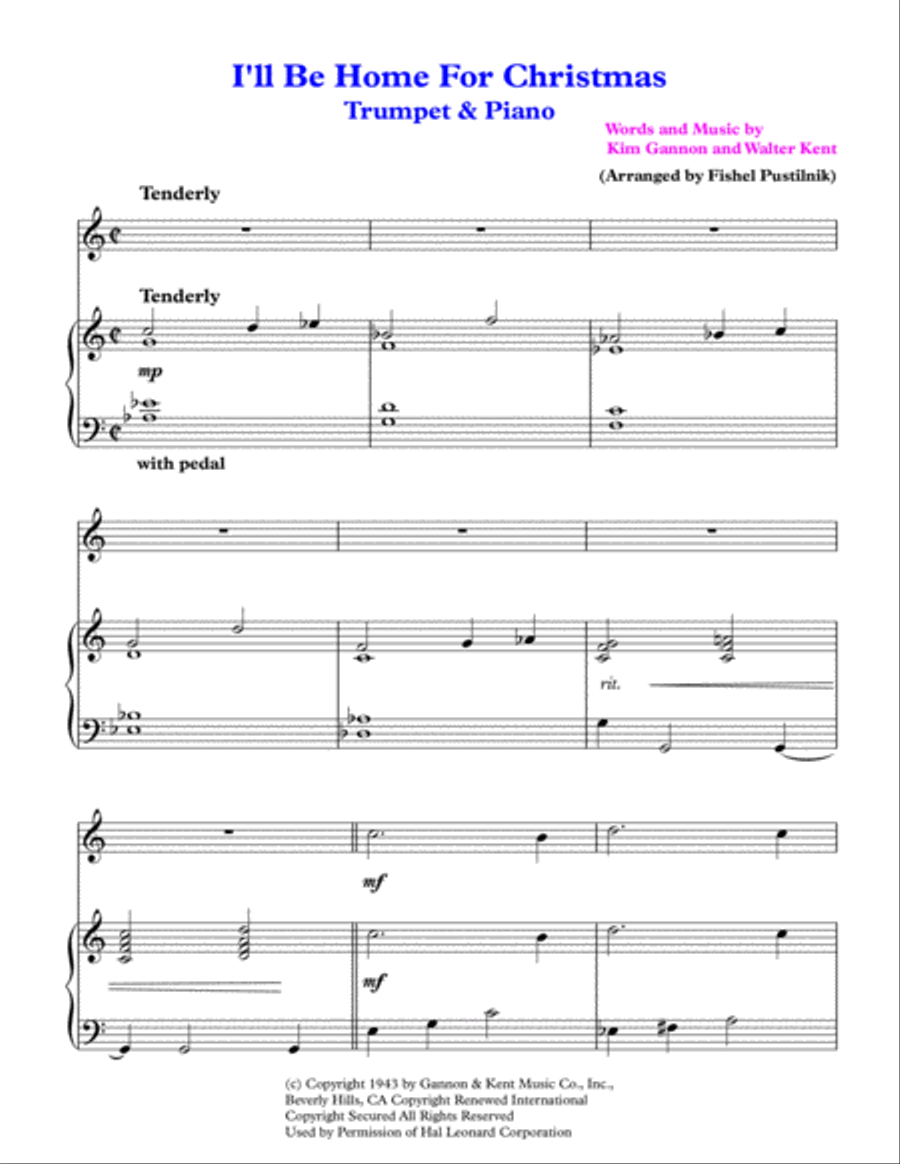 I'll Be Home For Christmas Trumpet Solo scores gallery preview page 2