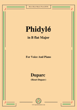 Book cover for Duparc-Phidylé in B flat Major,for Voice and Piano