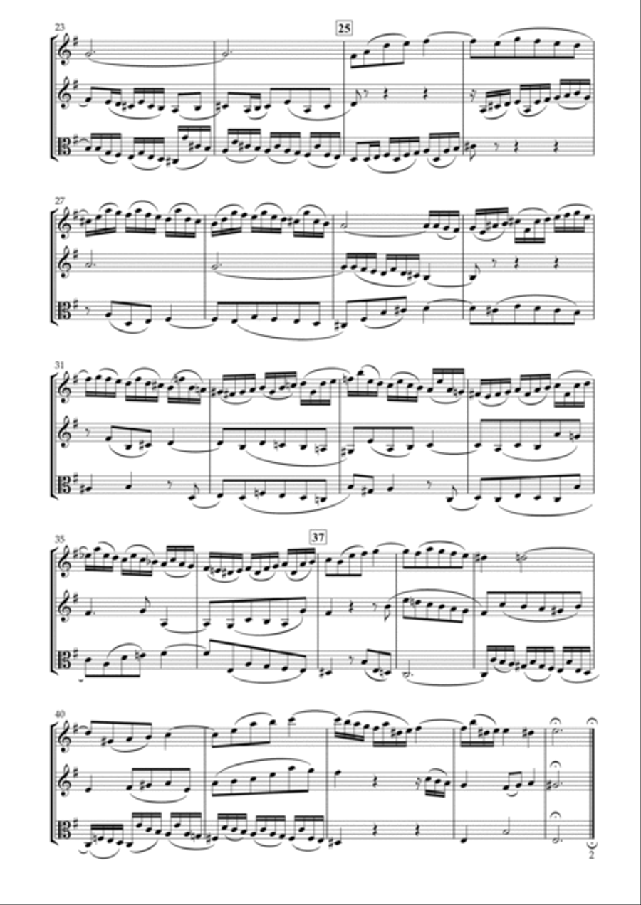 Sinfonia No.7 BWV.793 for Two Violins & Viola String Trio scores gallery preview page 2