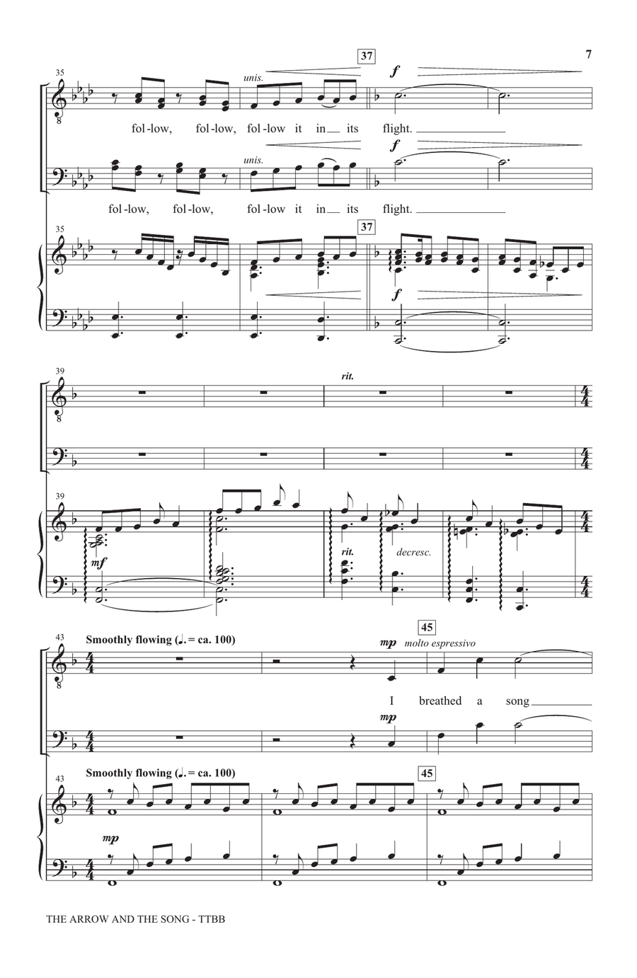 The Arrow And The Song TTBB scores gallery preview page 5