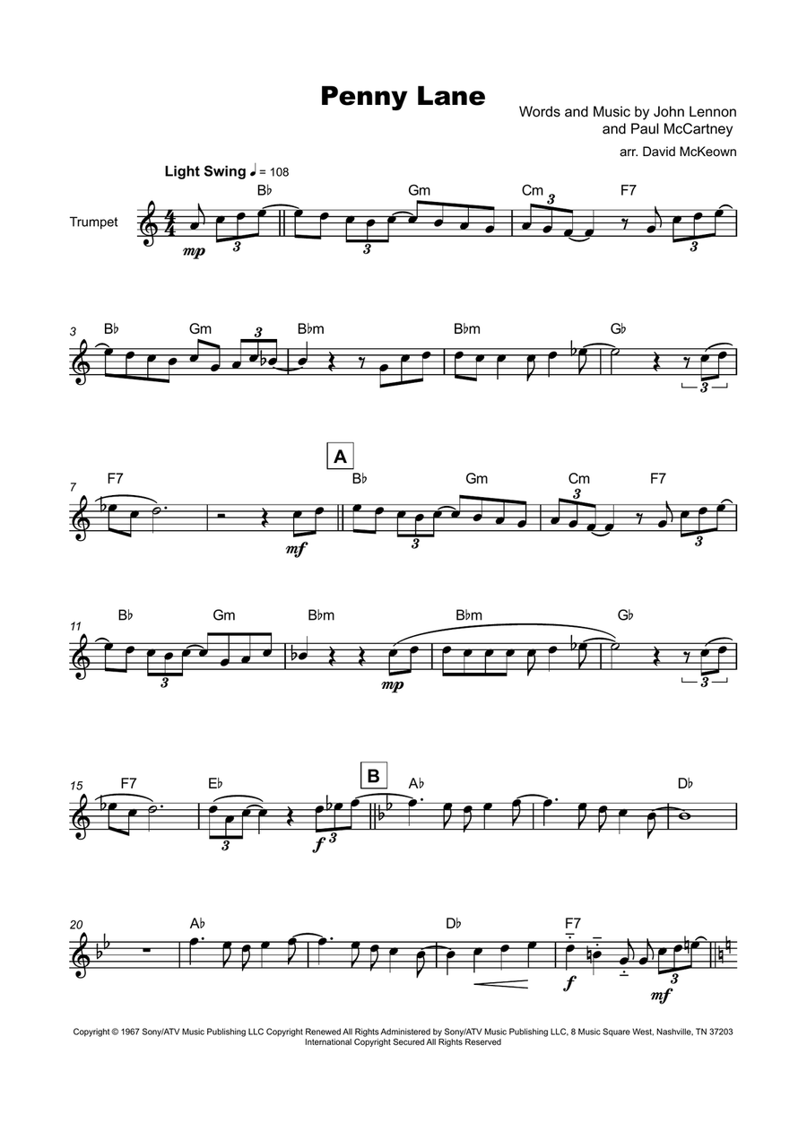 Penny Lane Trumpet Solo scores gallery preview page 2
