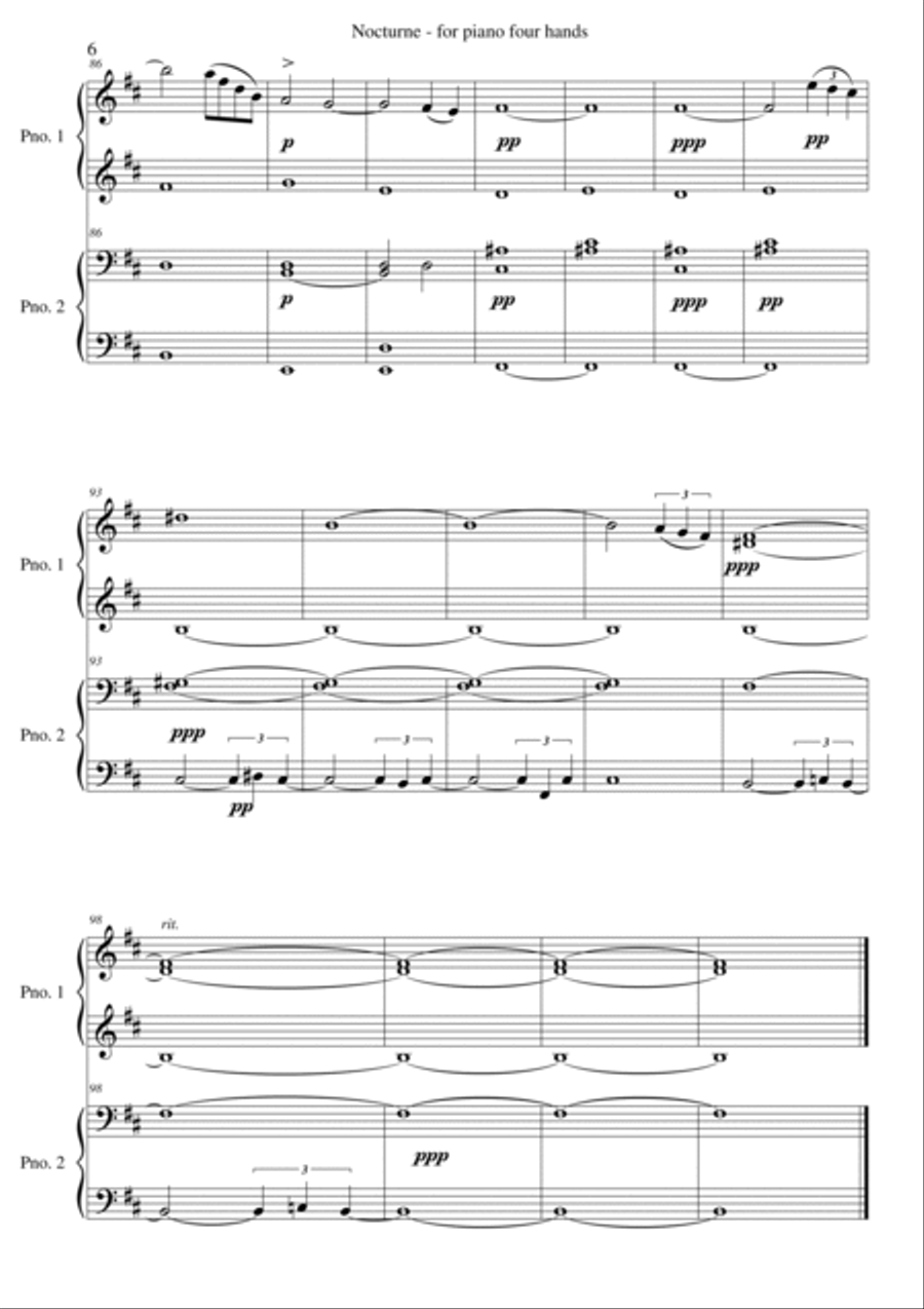 Nocturne for piano (4 hands) Piano Duet scores gallery preview page 6