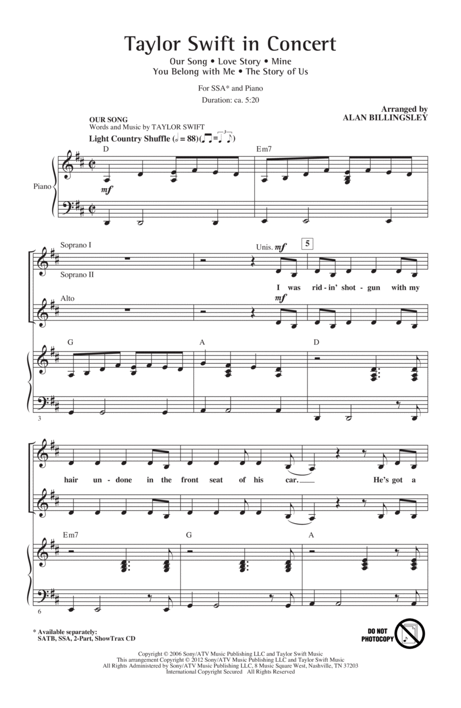 Taylor Swift In Concert (Medley) SSA scores gallery preview page 1