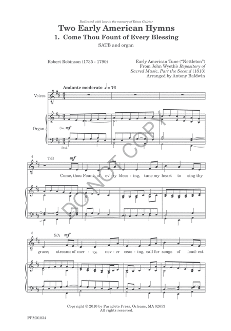 Two Early American Hymns 4-Part scores gallery preview page 3