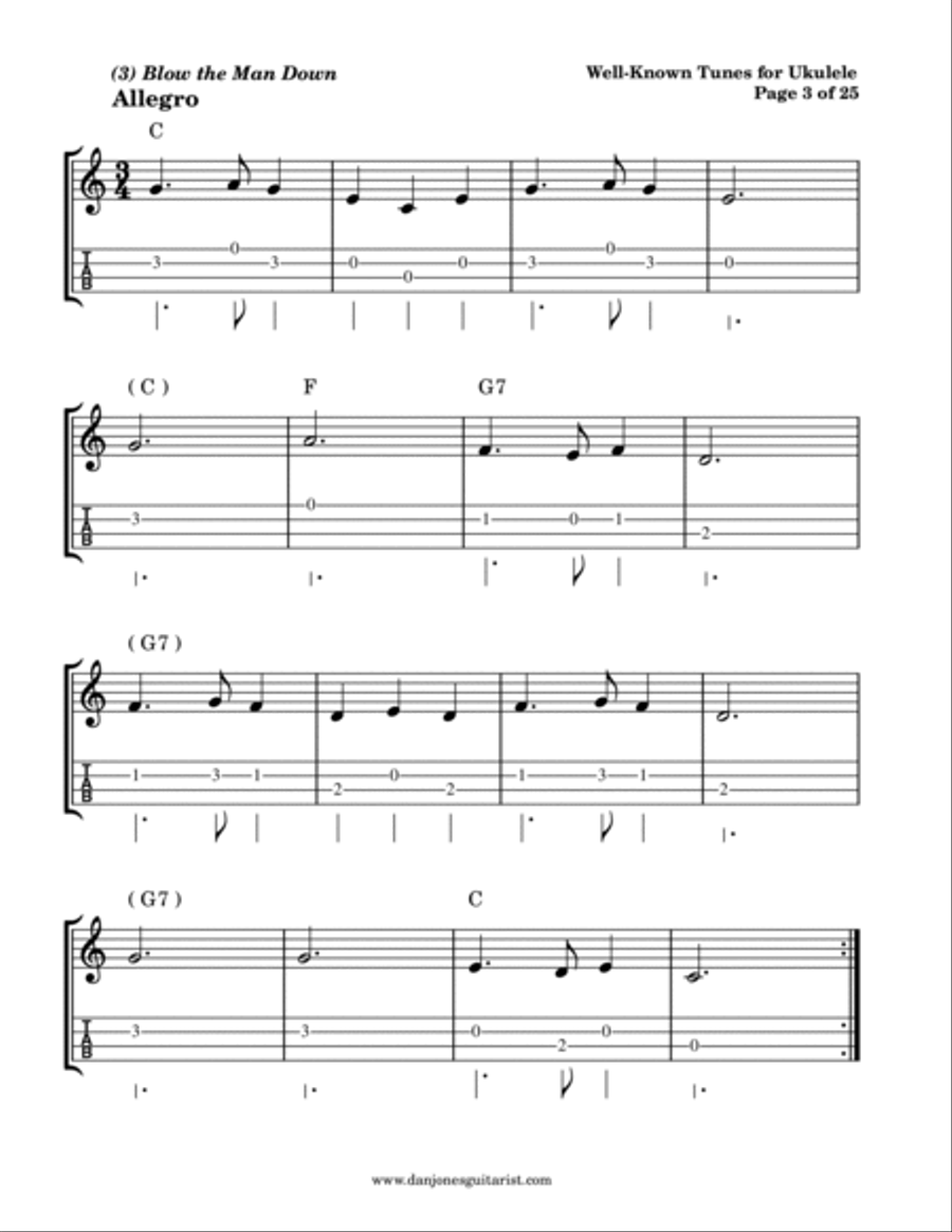 A First Book of Twenty-Five Well-Known Tunes for Ukulele, for Beginners Ukulele scores gallery preview page 6