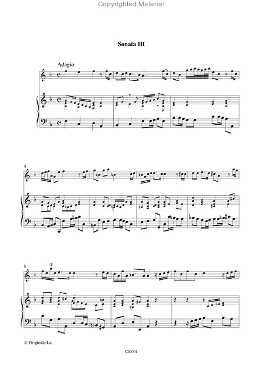 3 Sonate da camera for Treble Recorder and Continuo Flute scores gallery preview page 4