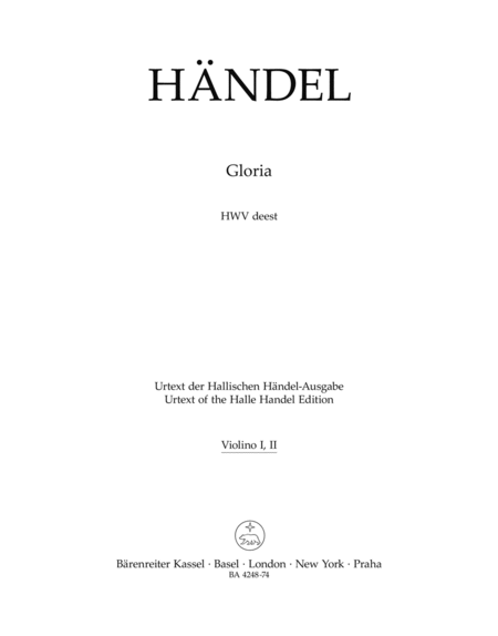 Gloria. Urtext of the Halle Handel Edition