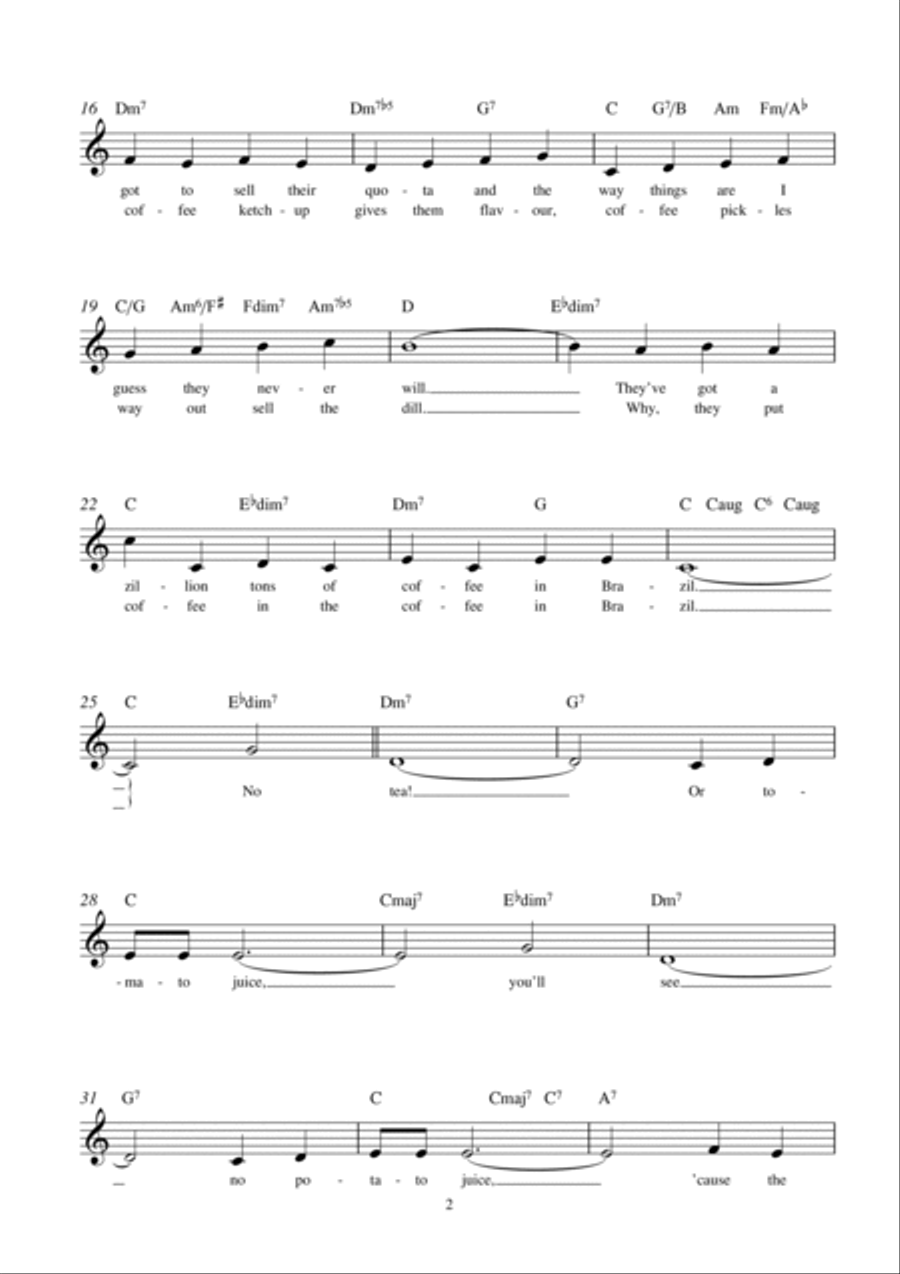 The Coffee Song The Coffee Song Piano scores gallery preview page 2