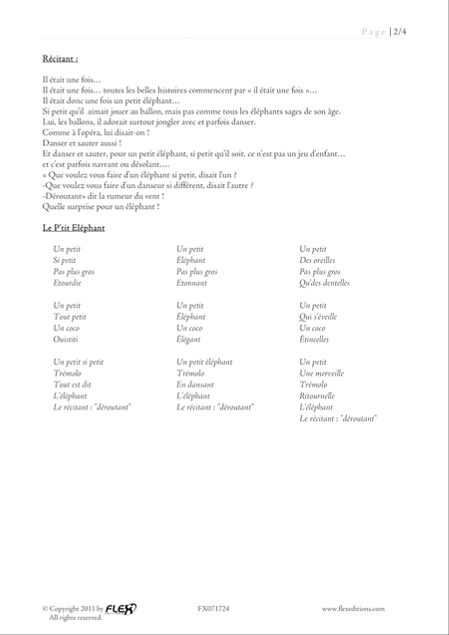 Musical Story Le Poete et le Petit Elephant Children's Choir scores gallery preview page 2