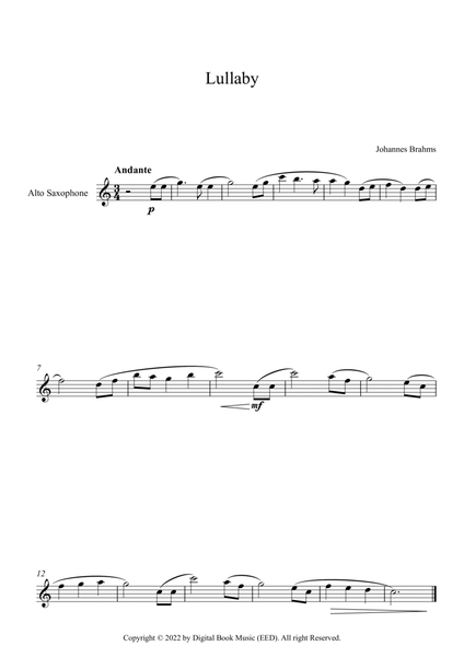 Lullaby - Johannes Brahms (Alto Sax)