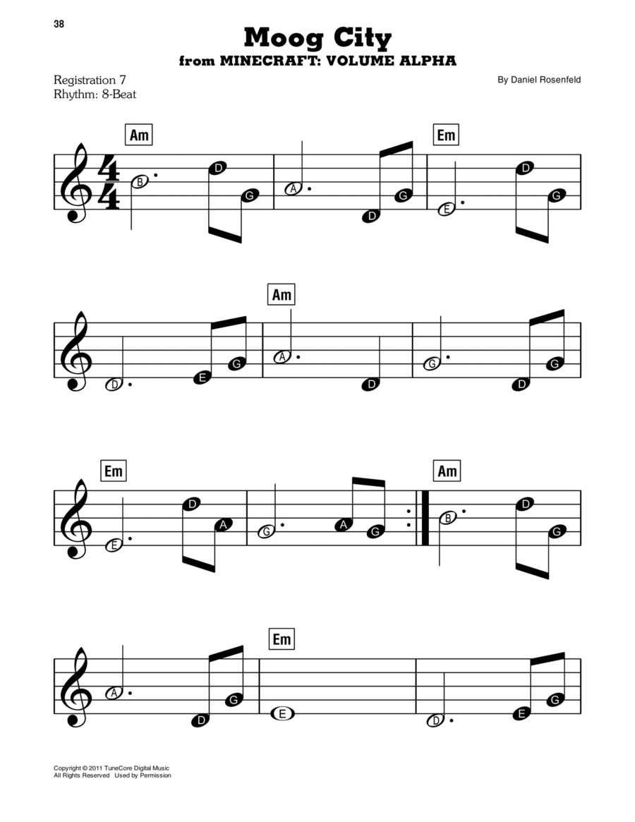 Moog City (from Minecraft) Easy Piano scores gallery preview page 1