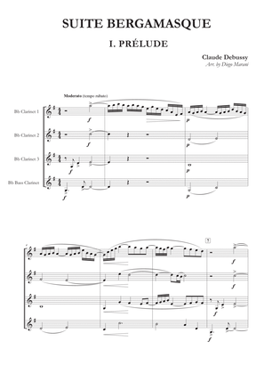 Book cover for Prelude from "Suite Bergamasque" for Clarinet Quartet