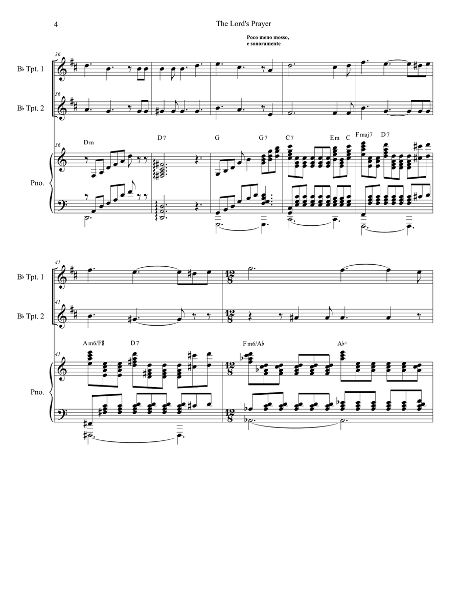 The Lord's Prayer Trumpet Duet scores gallery preview page 4