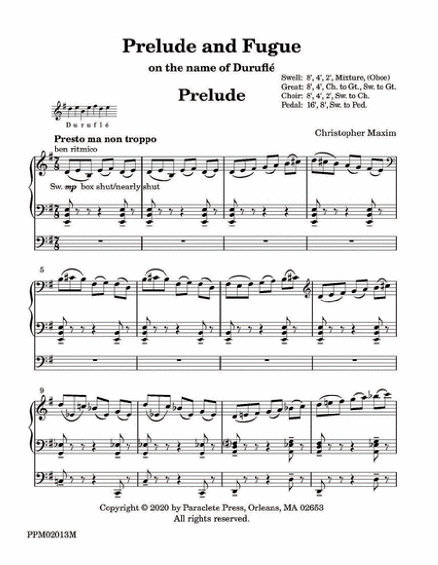 Prelude and Fugue on the name of Durufle