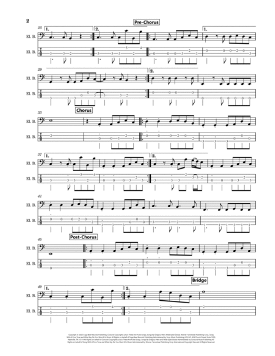 Flowers Guitar Tablature scores gallery preview page 2