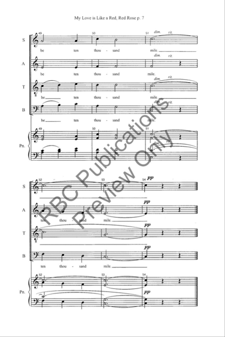 My Love Is Like A Red, Red Rose (SATB) 4-Part scores gallery preview page 9