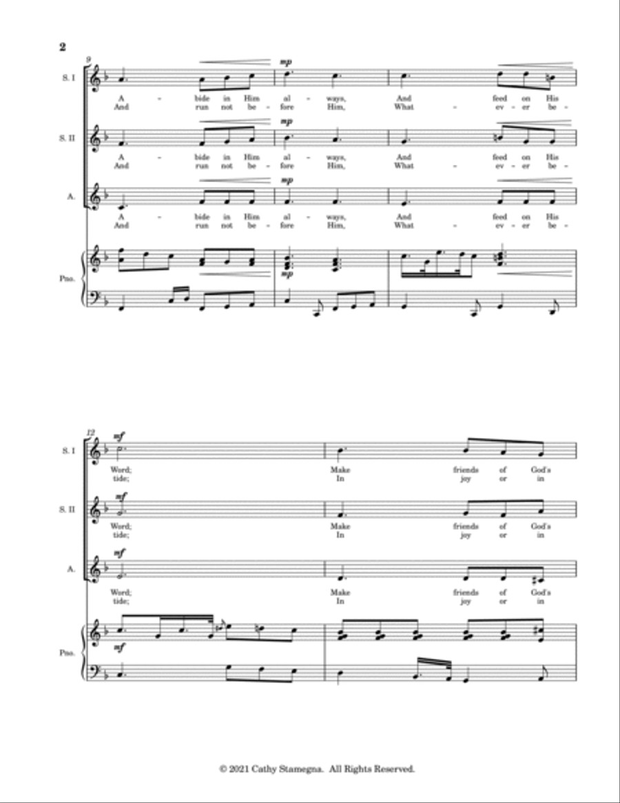 Take Time To Be Holy (SSA Choir, Keyboard Accompaniment) SSA scores gallery preview page 4
