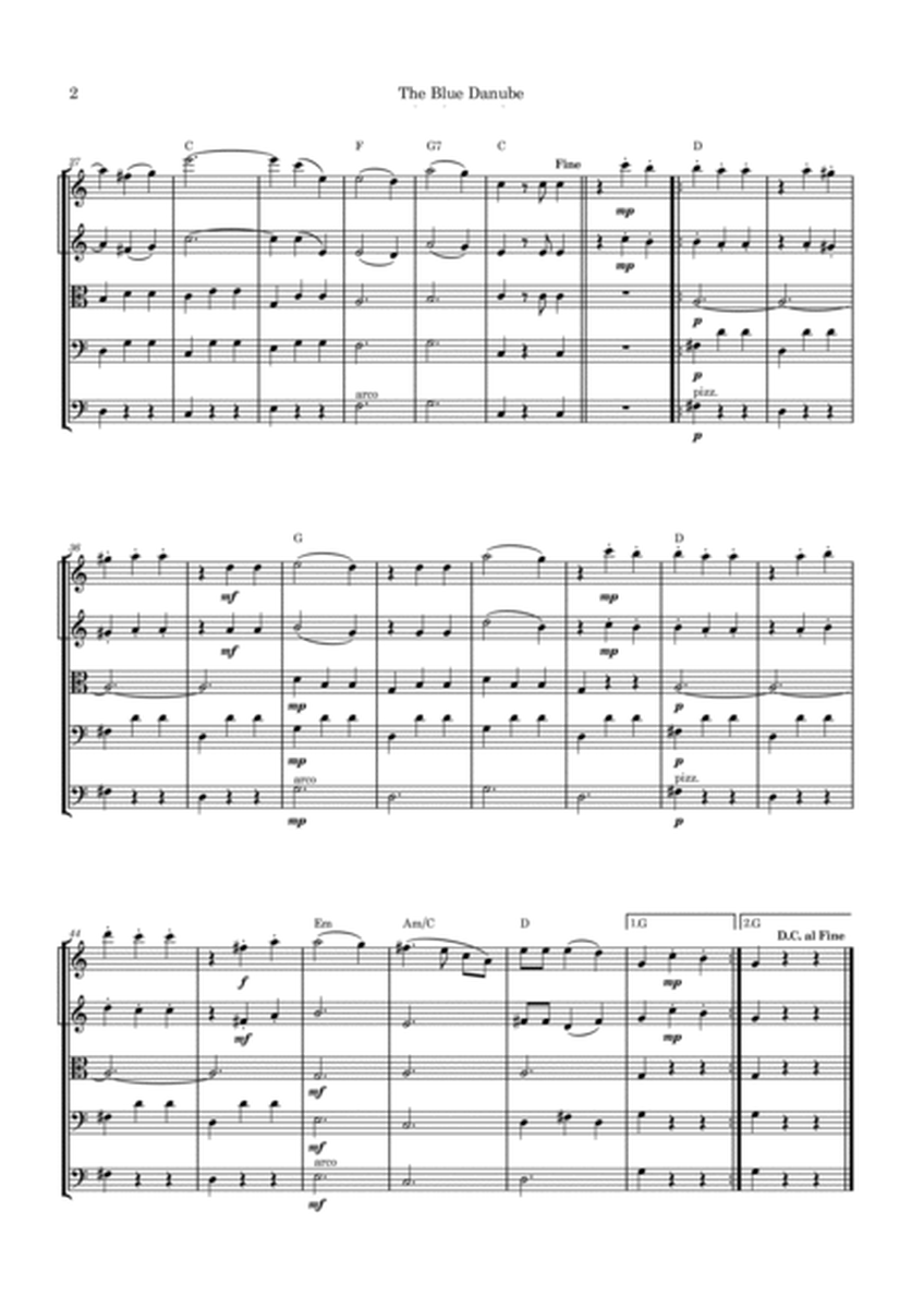 The Blue Danube - String Quintet with Chord Notations image number null