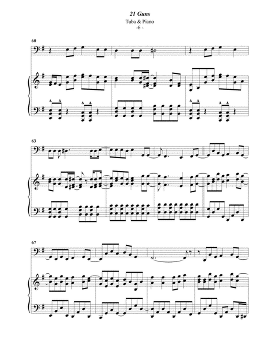 Green Day: 21 Guns for Tuba & Piano image number null