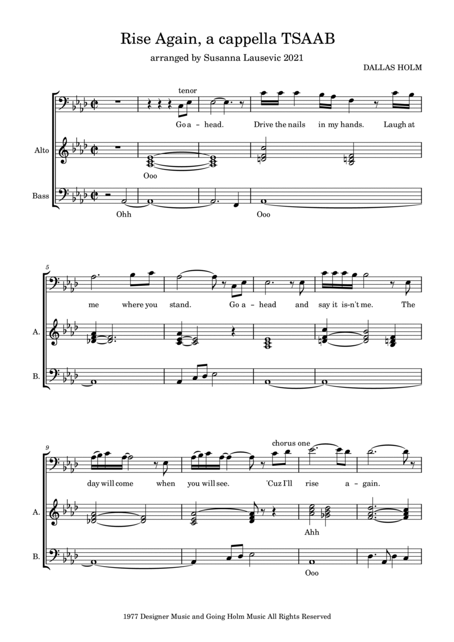 Rise Again A Cappella scores gallery preview page 1