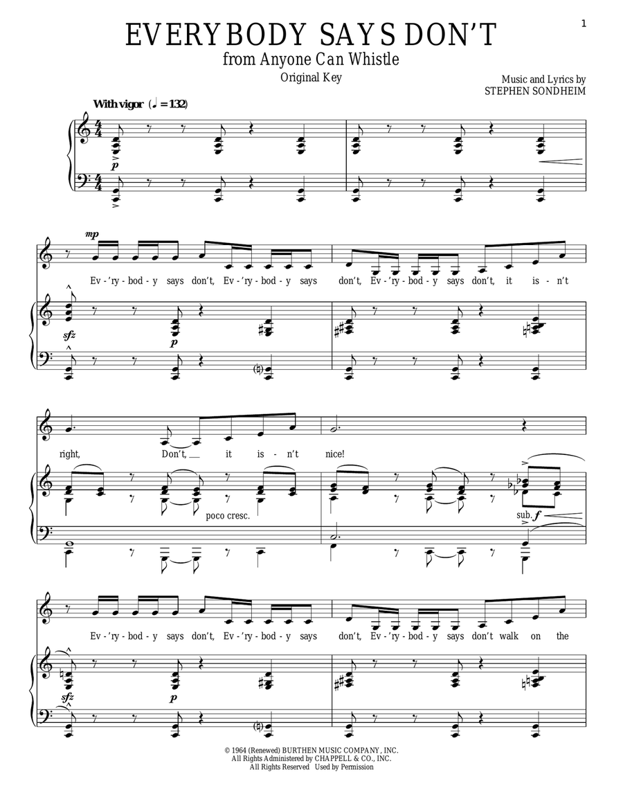 Everybody Says Don't Everybody Says Don't Piano, Vocal scores gallery preview page 1