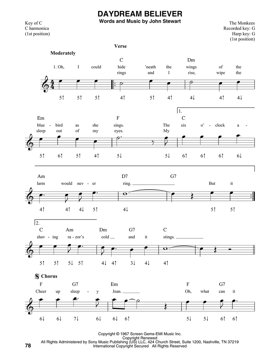 Daydream Believer Harmonica scores gallery preview page 1