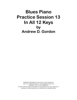 Book cover for Blues Piano Practice Session 13 in All 12 Keys